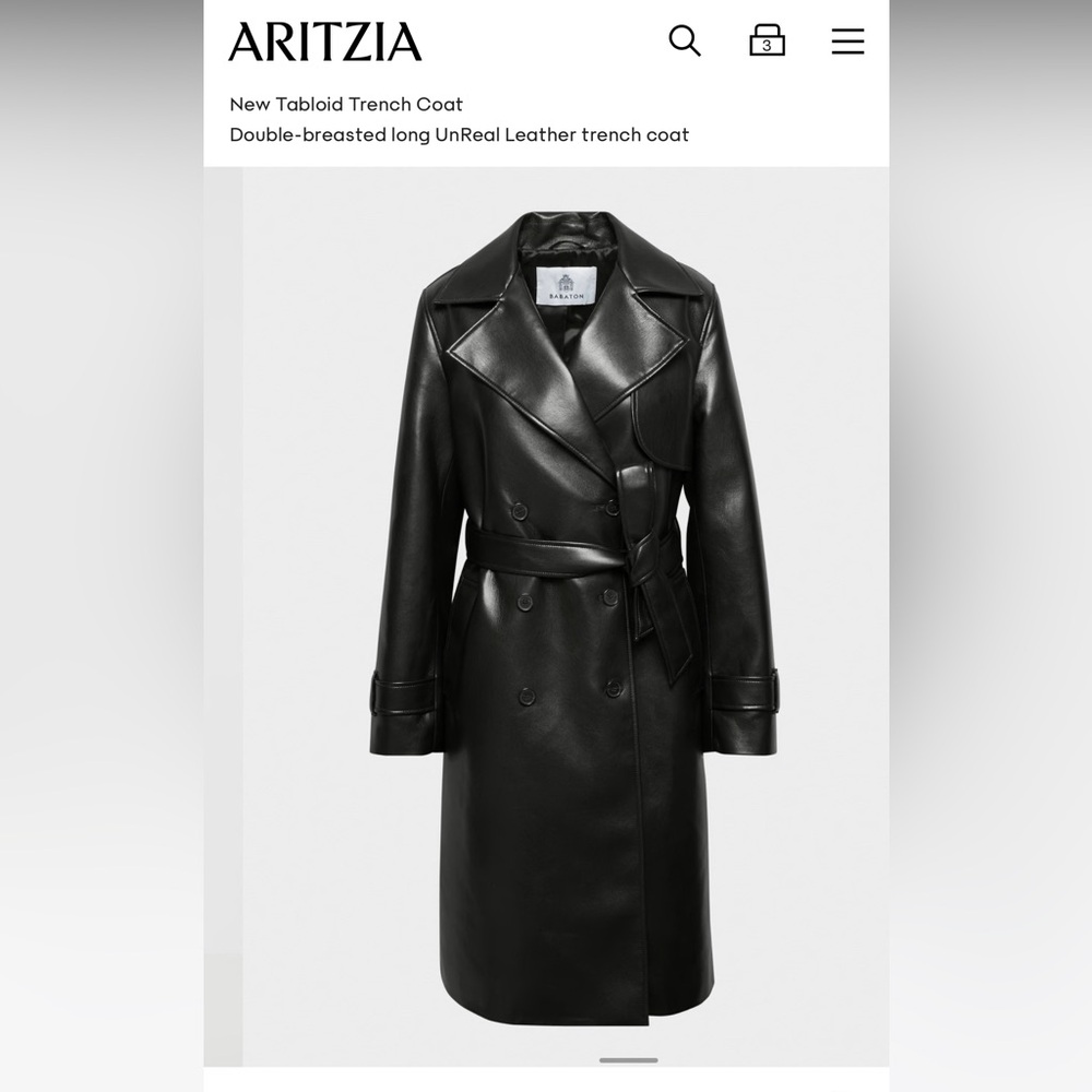 SOLD Aritzia Tabloid leather trench coat BLACK
